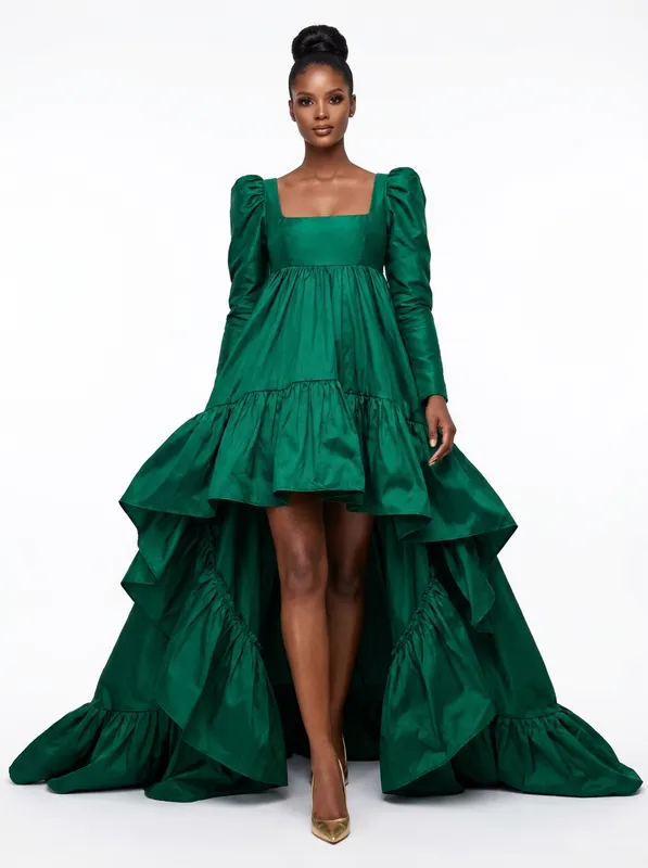 Emerald Royal Ruffle Gown