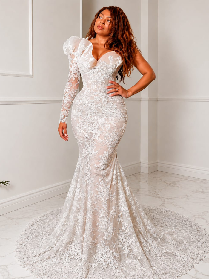 Seraphina One-Shoulder Lace Gown