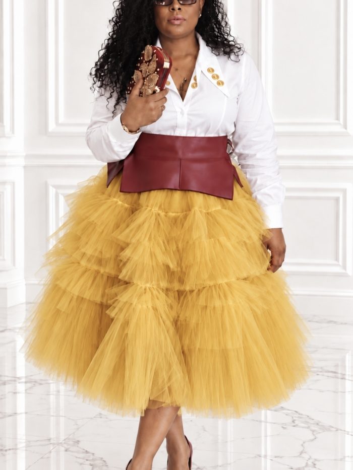 Grace Mustard Tulle Skirt